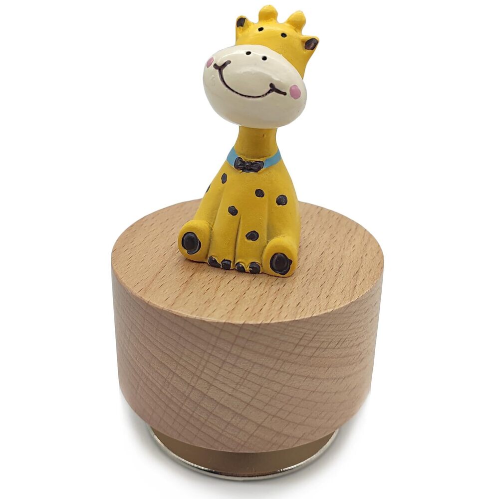 1001 Mini Wooden Animal Rotary Music Box with Cute Giraffe Ornament It's a